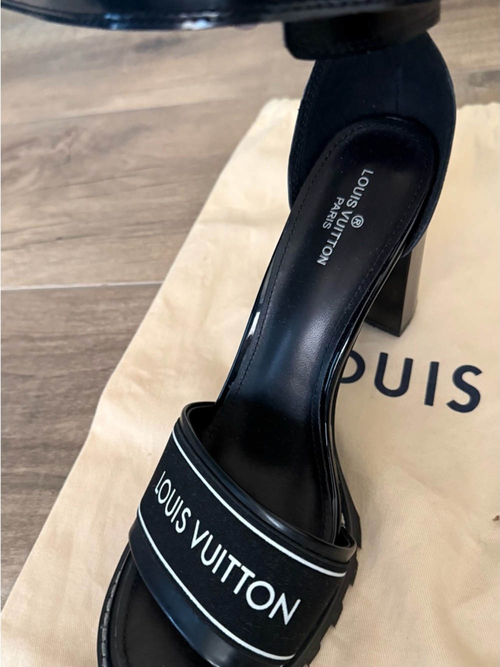 Louis Vuitton Black Logo Platform Heels - Picture 6 of 7
